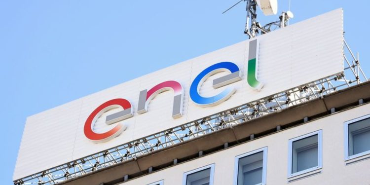 Logo da empresa multinacional de energia, Enel, em Milão, Itália. Foto: Reprodução