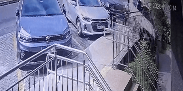 Carro do DER perde controle em via do DF e quase invade pilotis. Vídeo