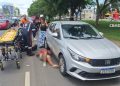 Mulher é atropelada por moto em via de Taguatinga e levada a hospital