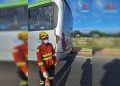 Batida entre 2 ônibus e um carro deixa um ferido na Ponte do Bragueto