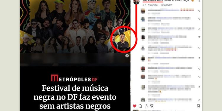 Cantor que se apresentou em festival de música negra debocha: “Me sinto negão”