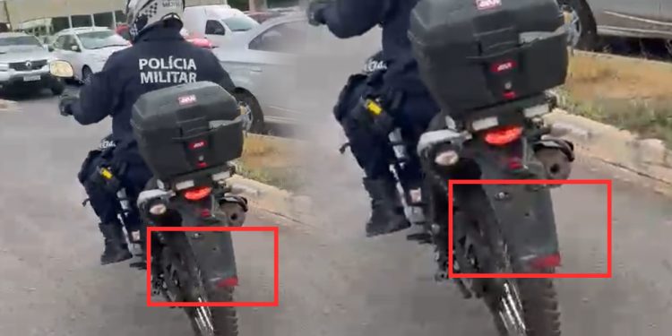 PM é flagrado multando carros enquanto pilotava moto sem placa