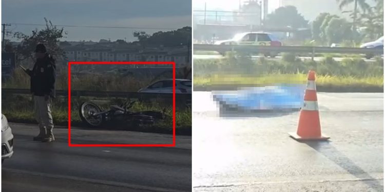 BR-040: imagens mostram rodovia após mulher ser atropelada por moto. Veja vídeo