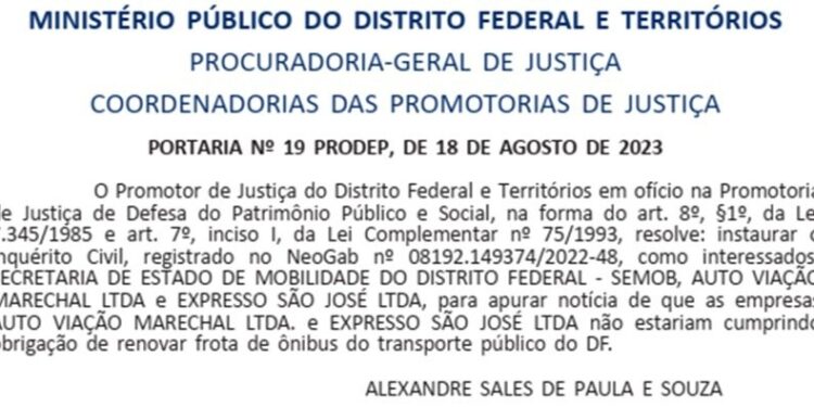 MP abre inquérito civil para apurar renovação da frota de ônibus do DF