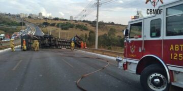 Vídeo: tombamento e colisão de veículos travam trânsito em via do DF