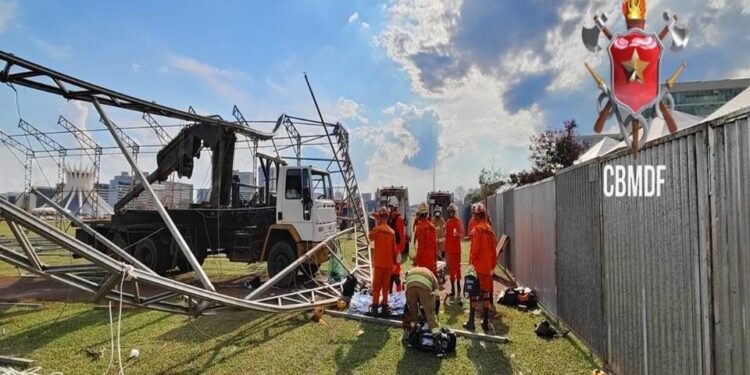 Trabalhador ferido durante montagem de estrutura para o 7/9 tem alta