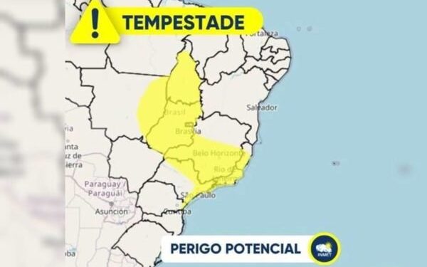 Inmet emite alerta de perigo potencial para tempestade no DF nesta 4ª