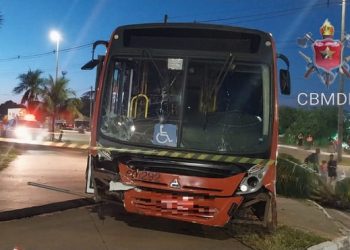Vídeo: ônibus desgovernado sobe em calçada e derruba árvores no DF
