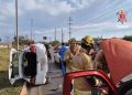 Batida entre quatro carros termina em capotamento no Lago Sul