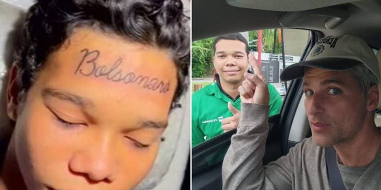 Jovem remove tatuagem de Bolsonaro da testa e tira foto com Gagliasso