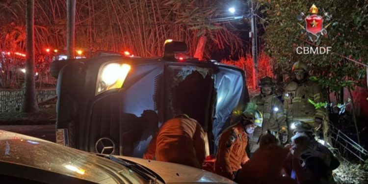 Van com ginastas de SP que capotou no DF tinha 18 crianças e 4 adultos
