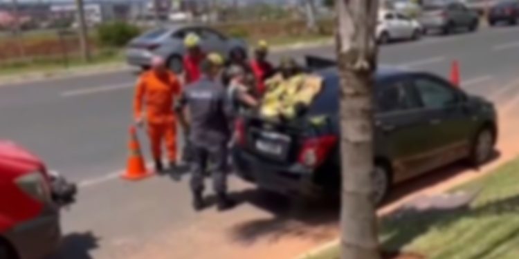 Veja resgate de bebê que ficou preso dentro de carro, em Águas Claras