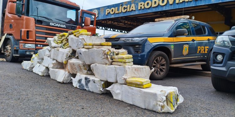 Caminhão com 700 kg de maconha é interceptado e motorista vai preso. Veja vídeo