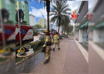 Incêndio atinge loja em Águas Claras, e funcionários saem às pressas. Veja vídeo