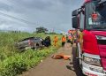 Motociclista morre em acidente com carro e caminhão da BR-080