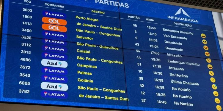 5 horas após pane em SP, aeroporto de Brasília ainda tem voos afetados